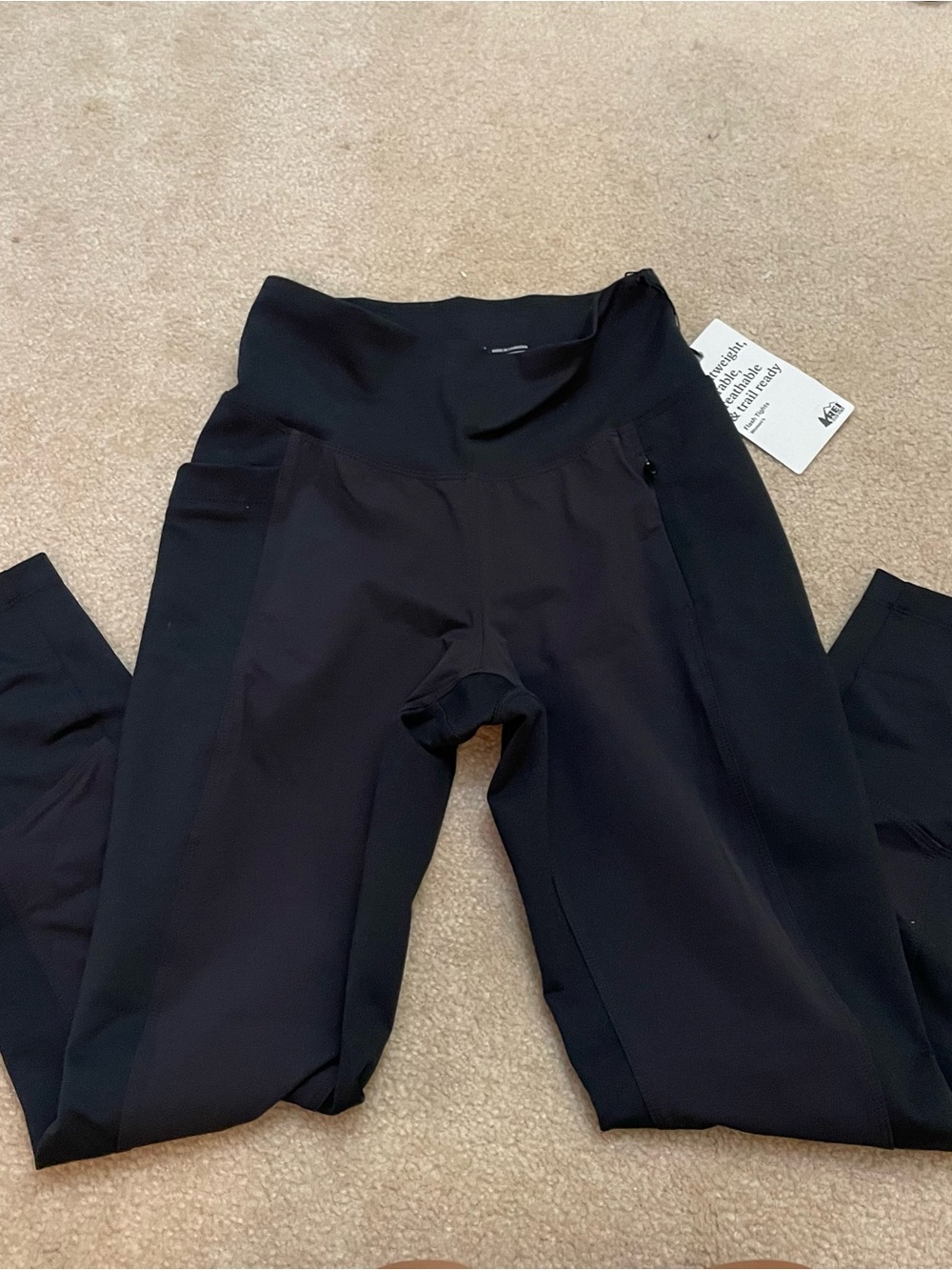 REI Black Trailmade Flash Hybrid Tights/Sports Leggings - NWT